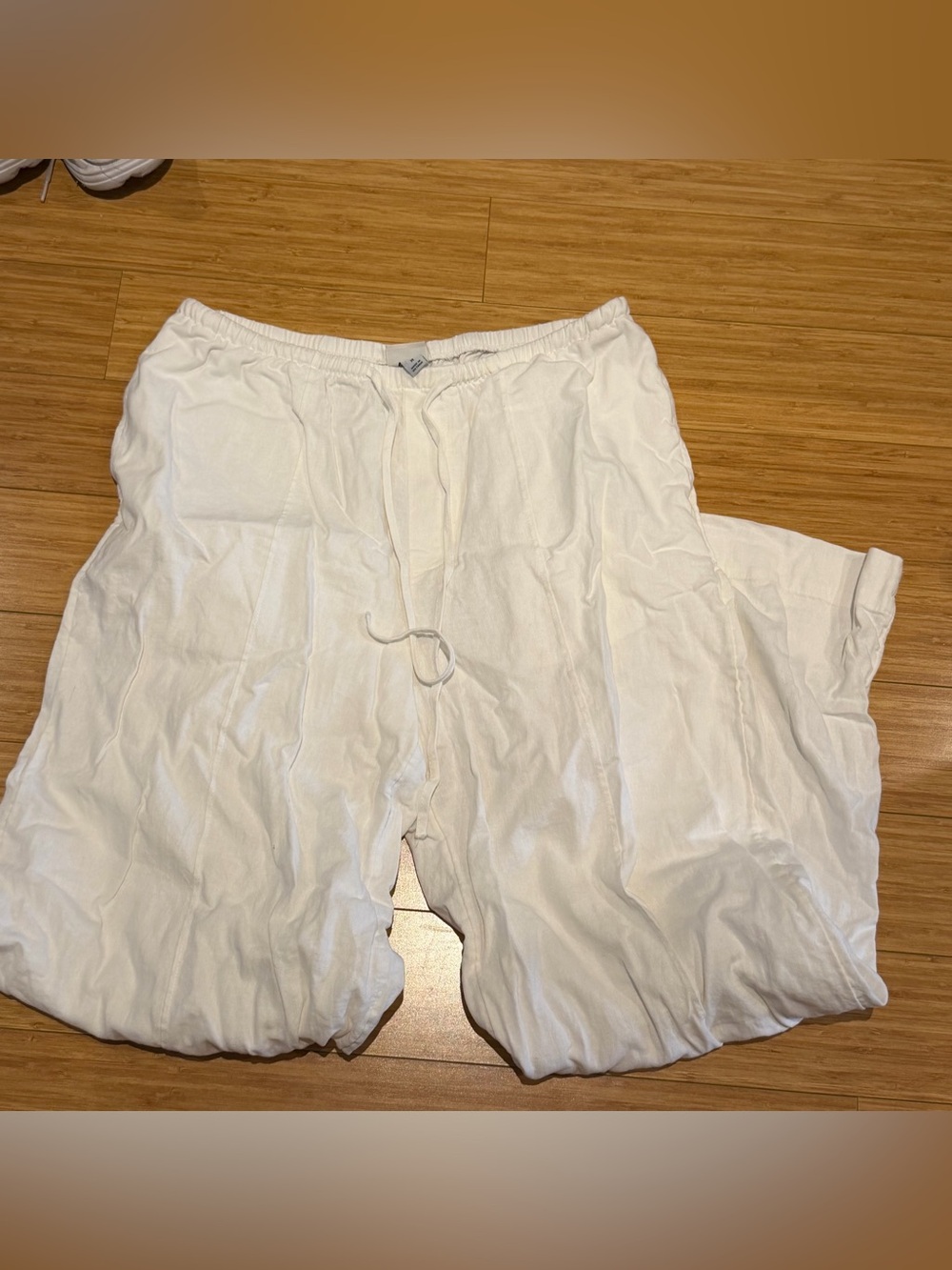 White Linen Wide Leg Pant